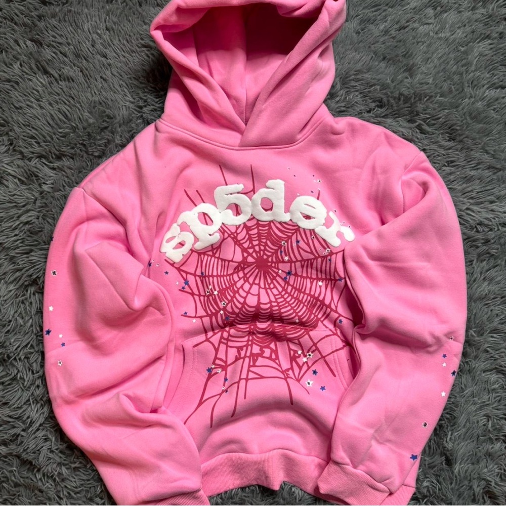 Pink Authentic Sp5der Hoodie Size Medium